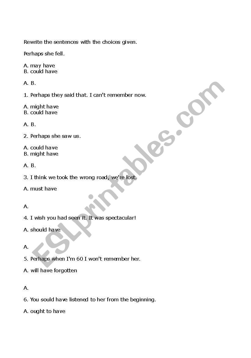 Grammar Quiz Modals and Prepositions Review