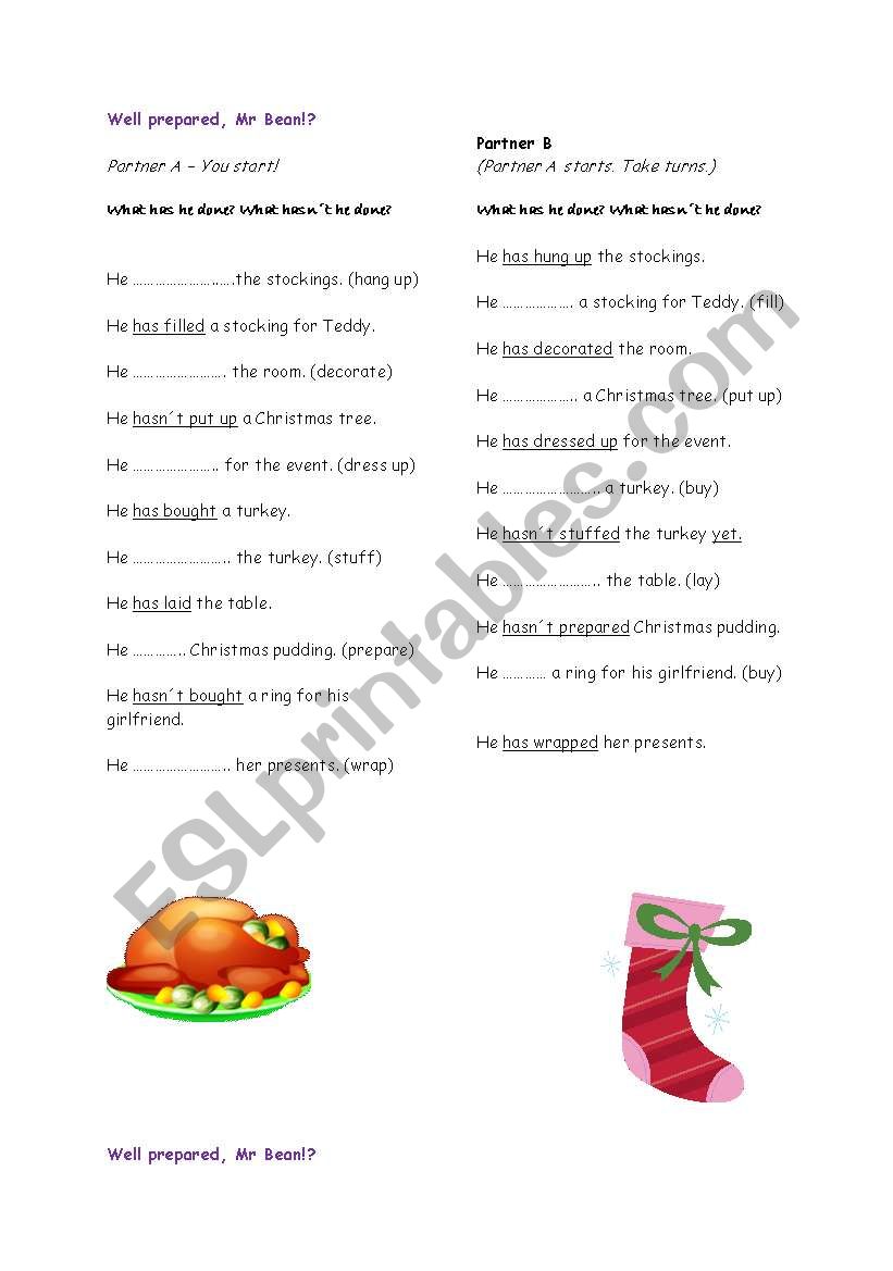 X-mas with Mr Bean 2 worksheet