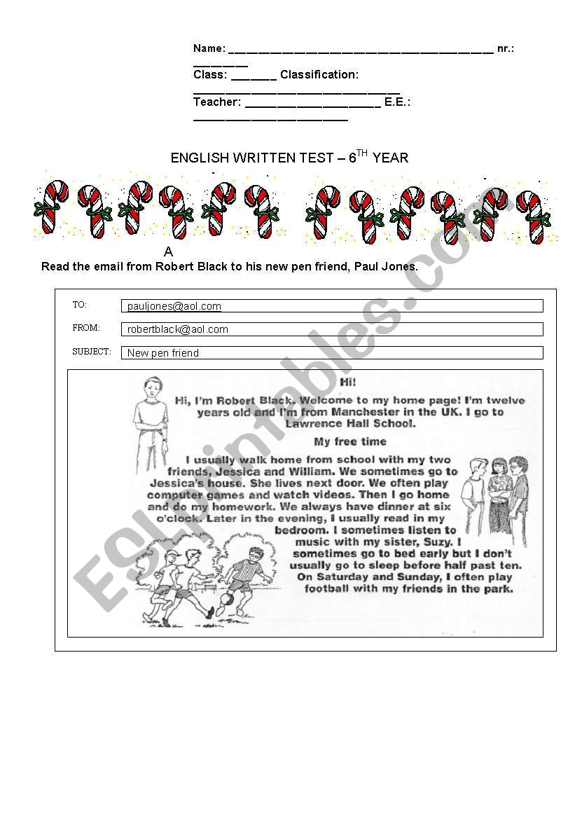 English tes 1/2 worksheet