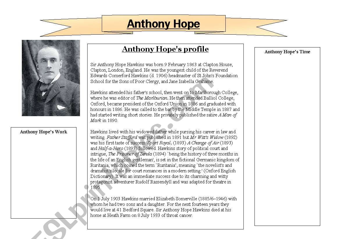 Antony Hope worksheet