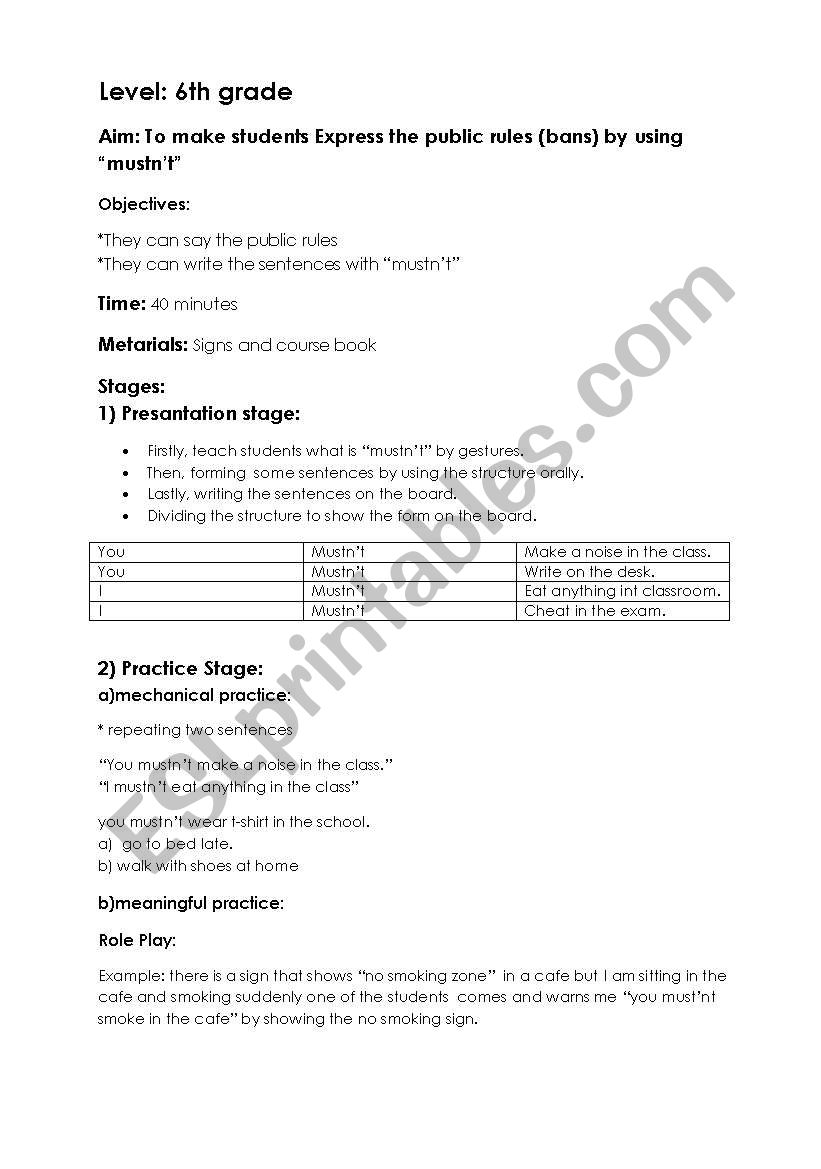 Musnt  Lesson Plan worksheet