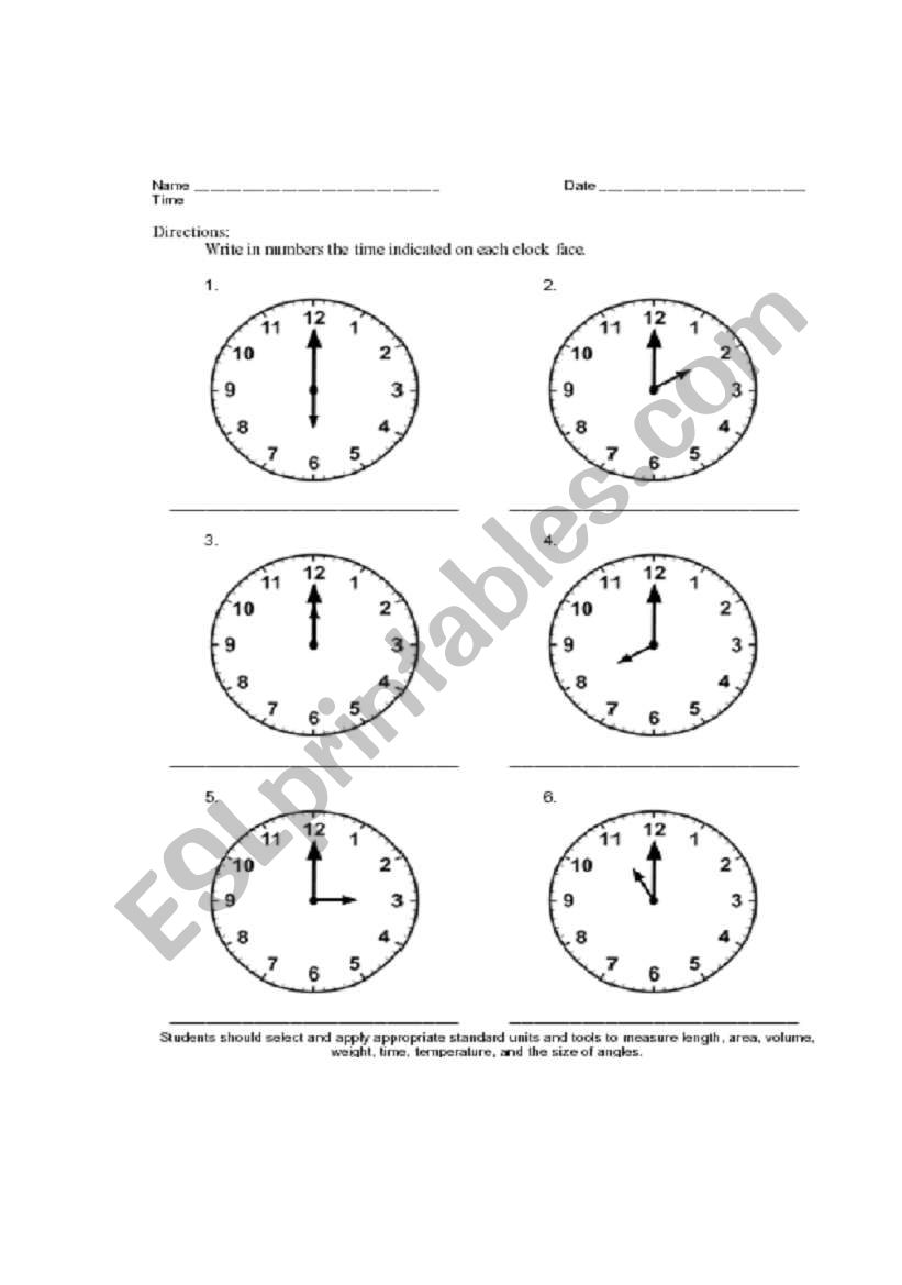 telling time worksheet