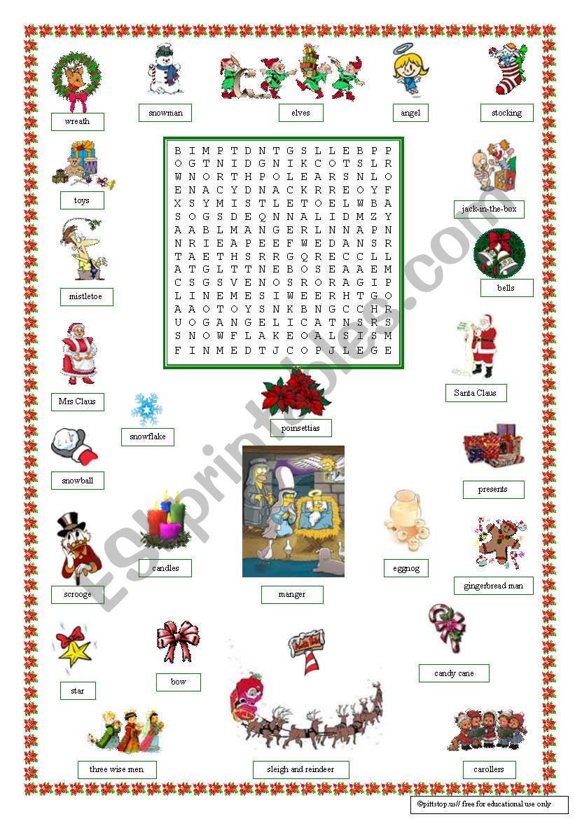 Christmas Wordsearch worksheet