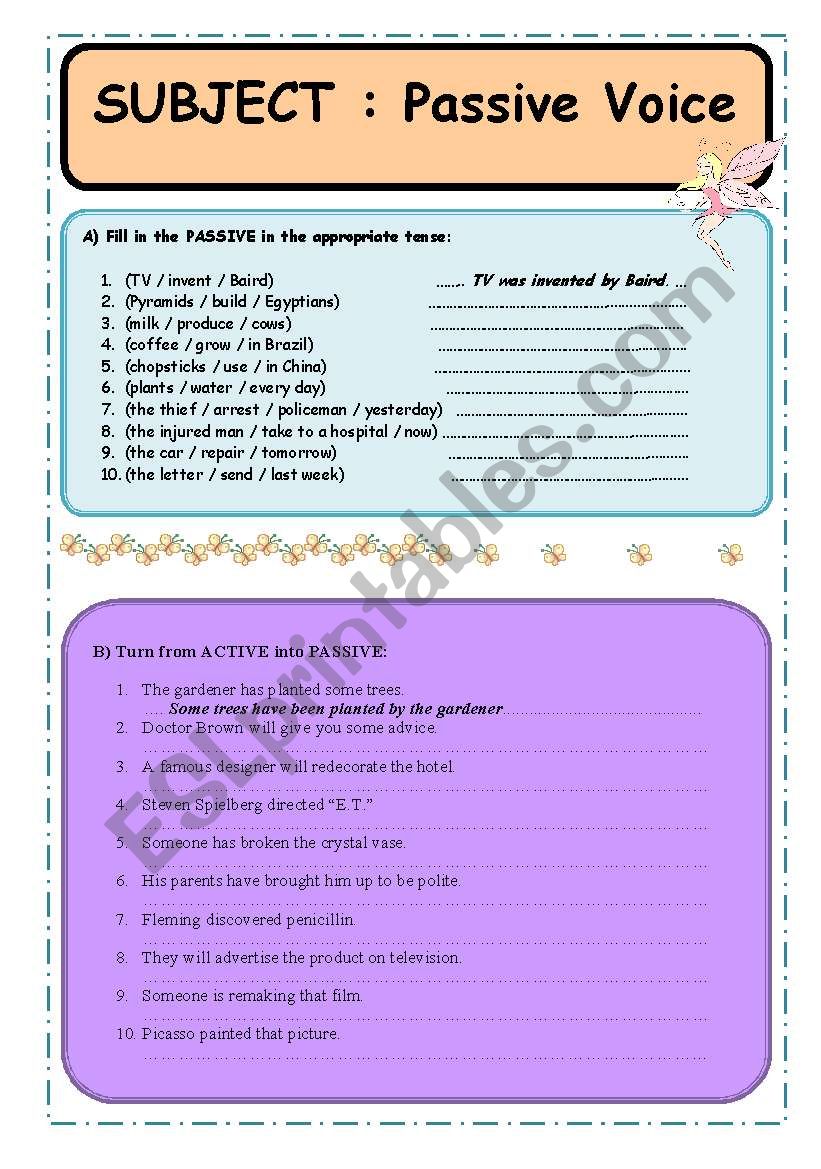 passive voice worksheet