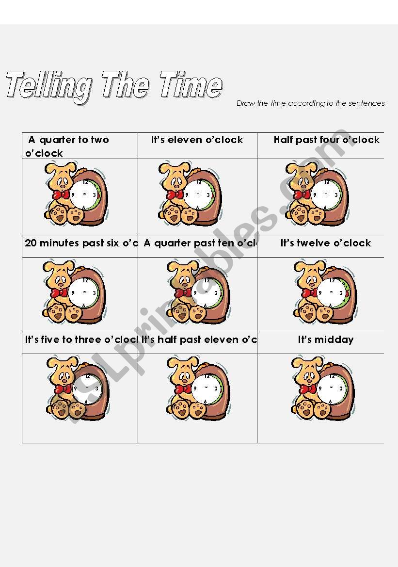 Telling the time. Part 1/2 worksheet