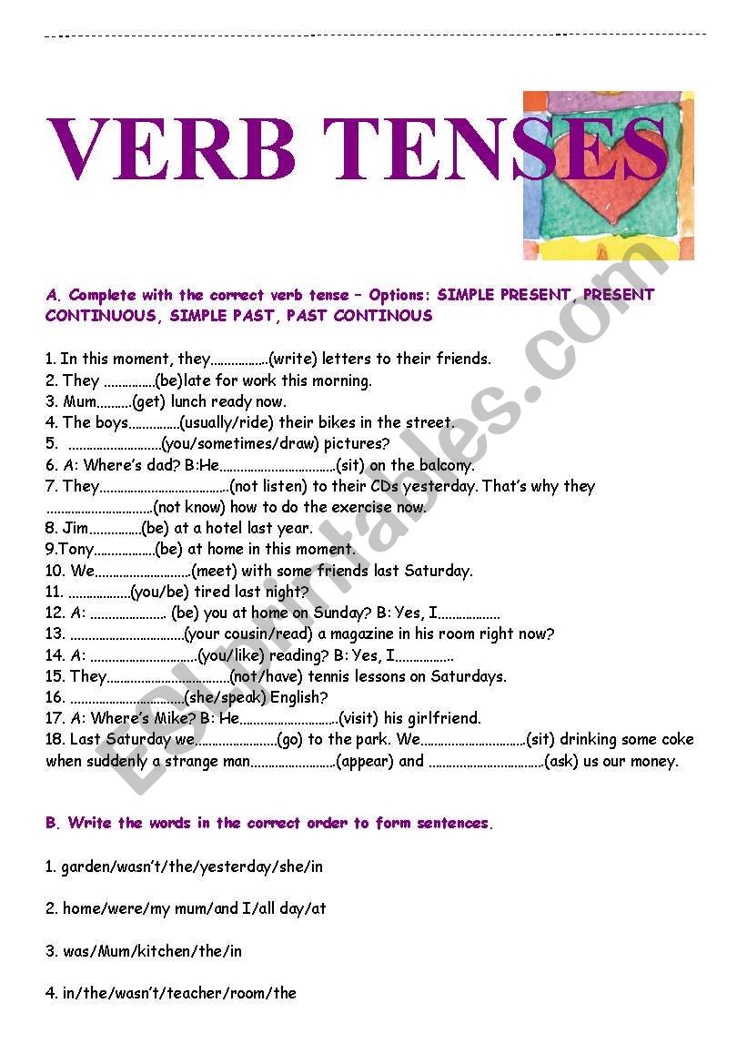 Verb Tenses worksheet