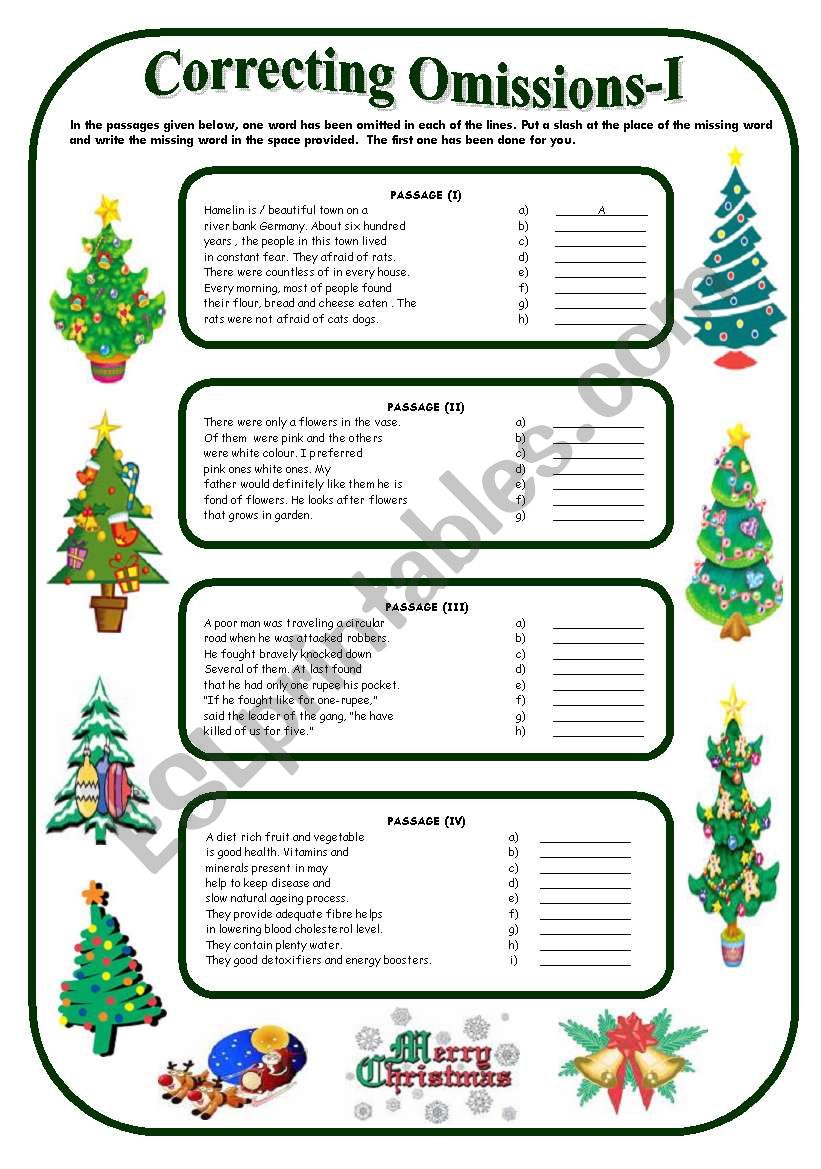 Correcting Omissions-I (with answer key)