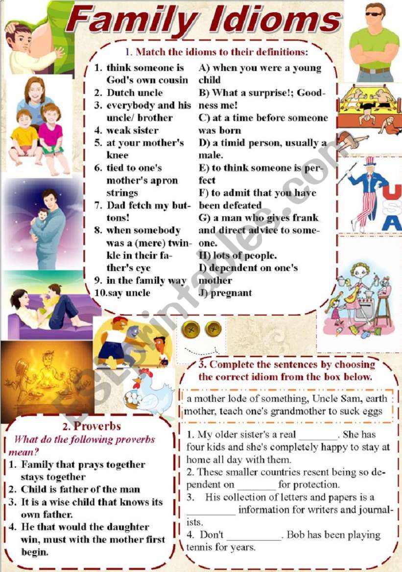 Family Idioms and Proverbs (with KEYS)