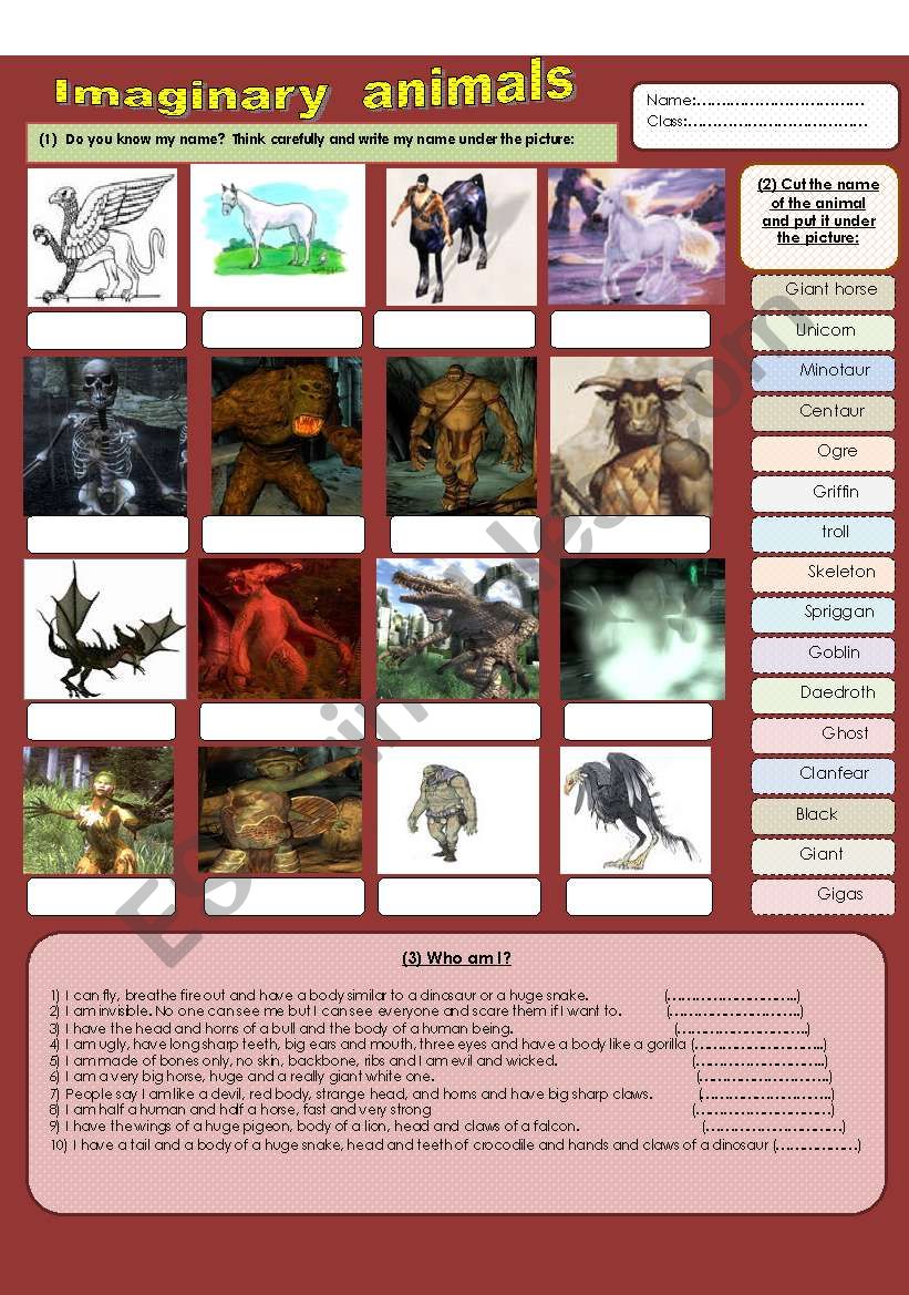 Imaginary animals (part 1) worksheet