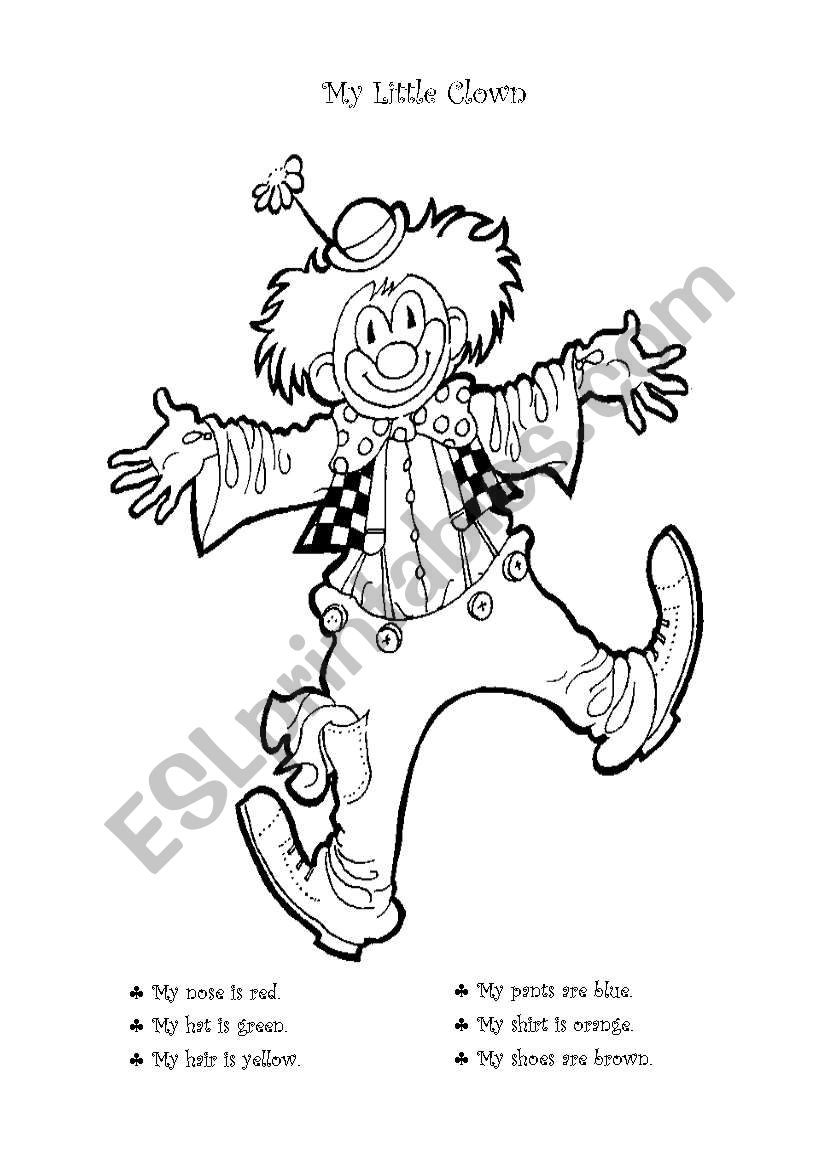 COLOR THE CLOWN worksheet