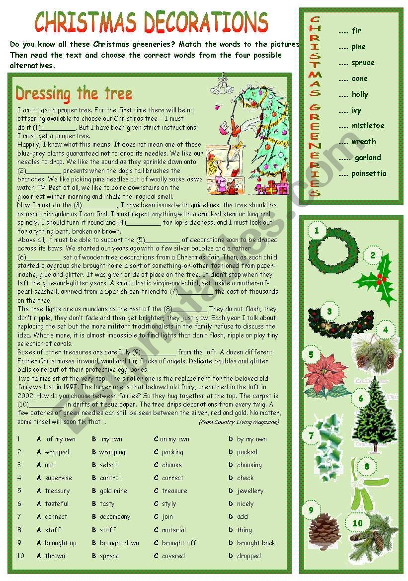 Christmas Decorations worksheet