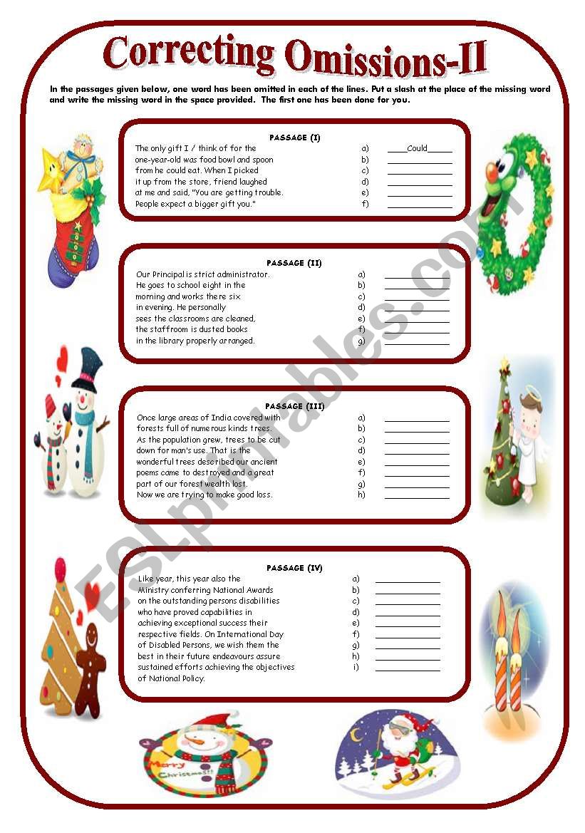 Correcting Omissions=II (with answer key)