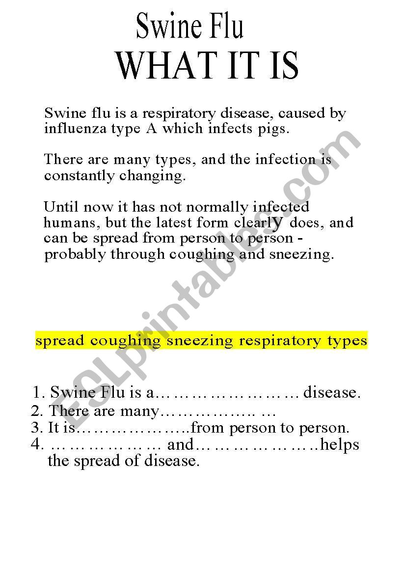 WHAT IT IS swine flu worksheet