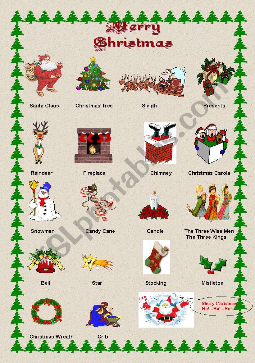 Christmas Vocabulary worksheet