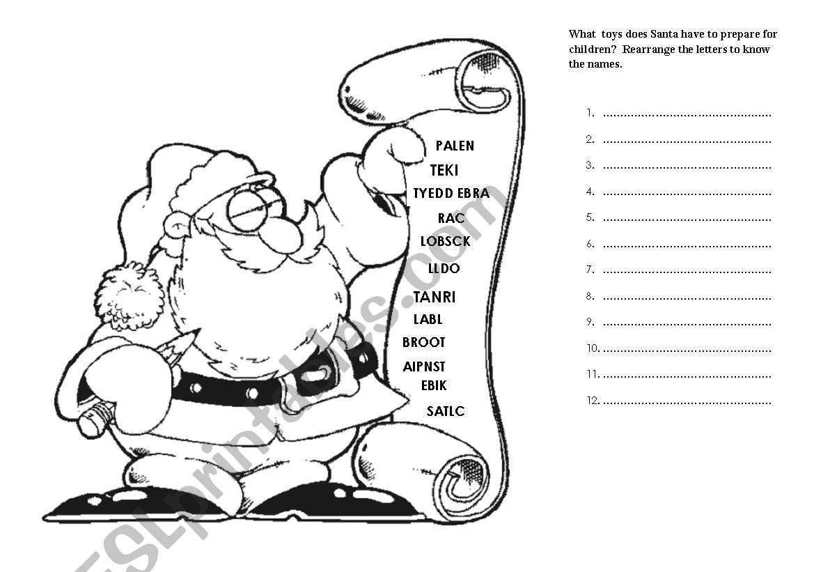 Santas Presents worksheet