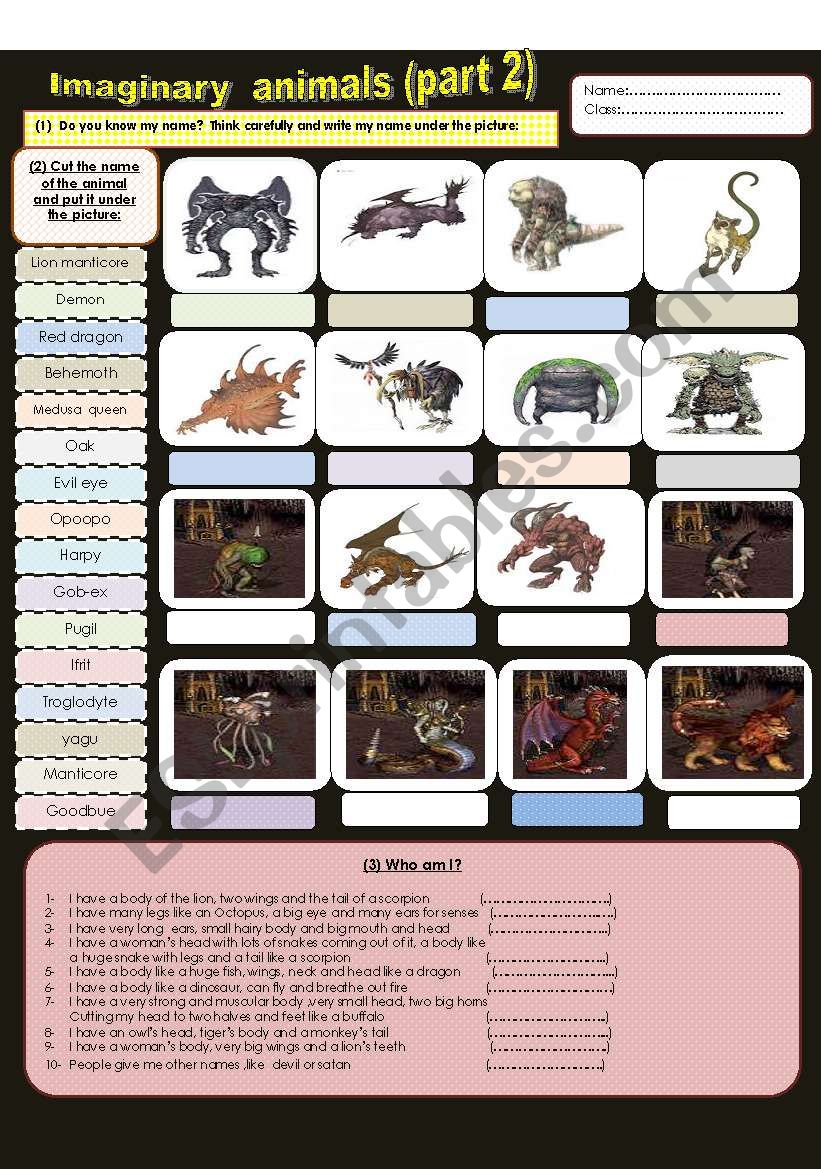Imaginary animals  (part 2) worksheet