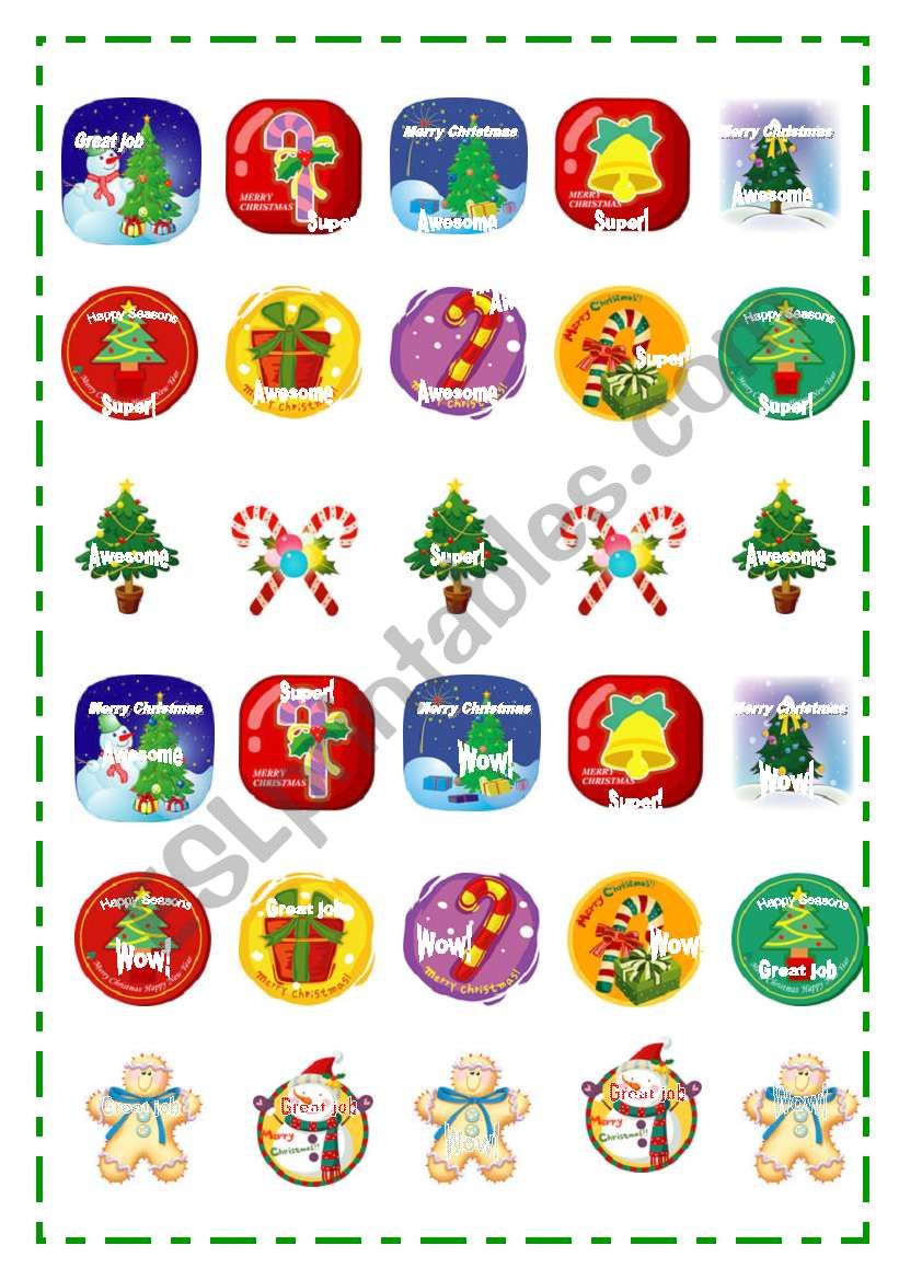 Stickers for Christmas worksheet