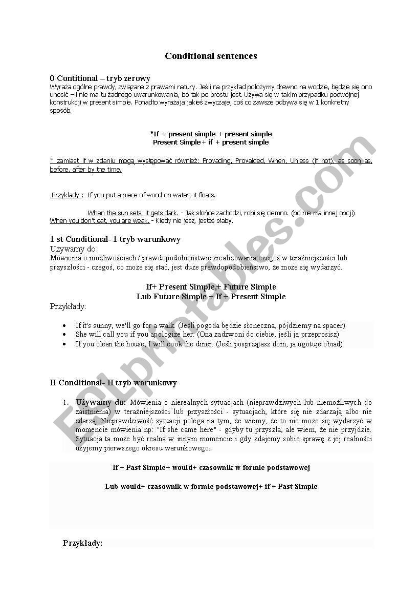 conditional sentences worksheet