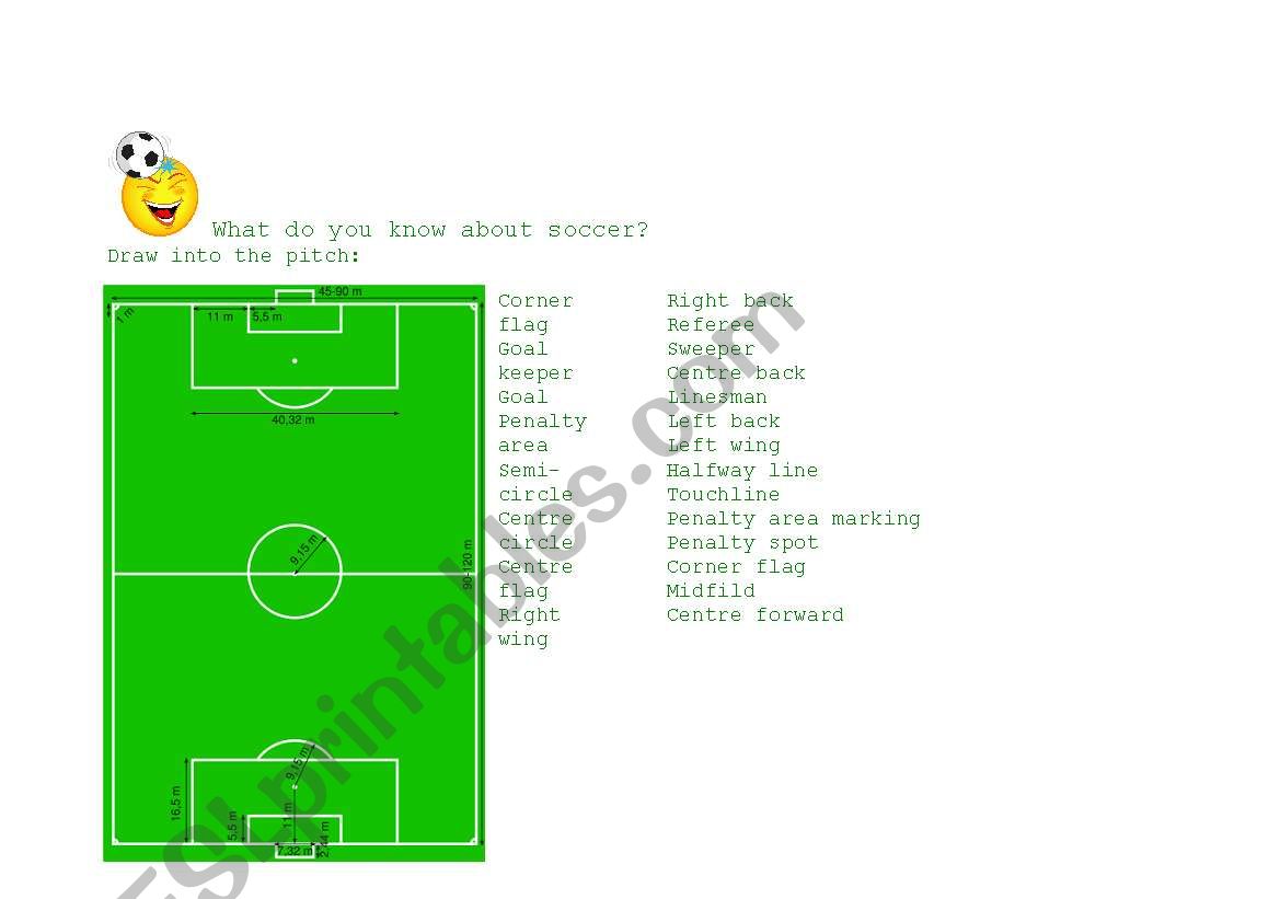 Soccer worksheet
