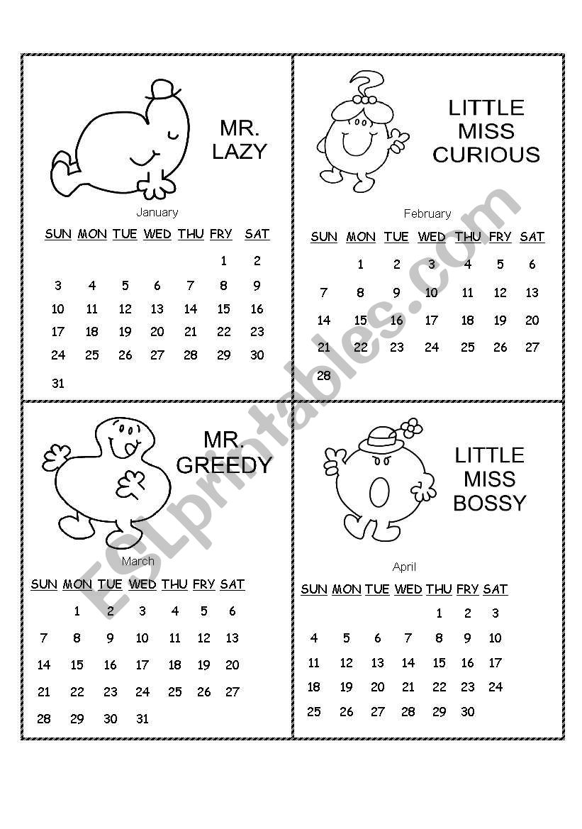 Mr men and little Miss 2010 calendar 