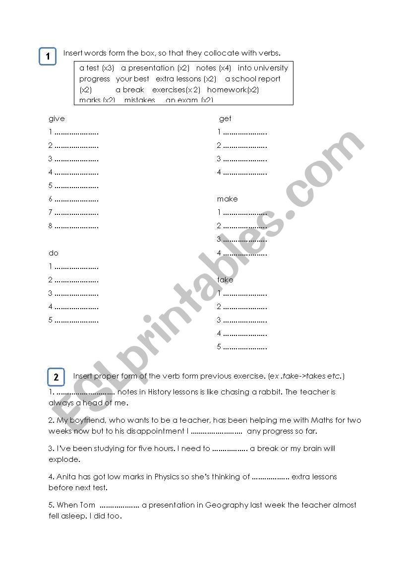 School and learning worksheet