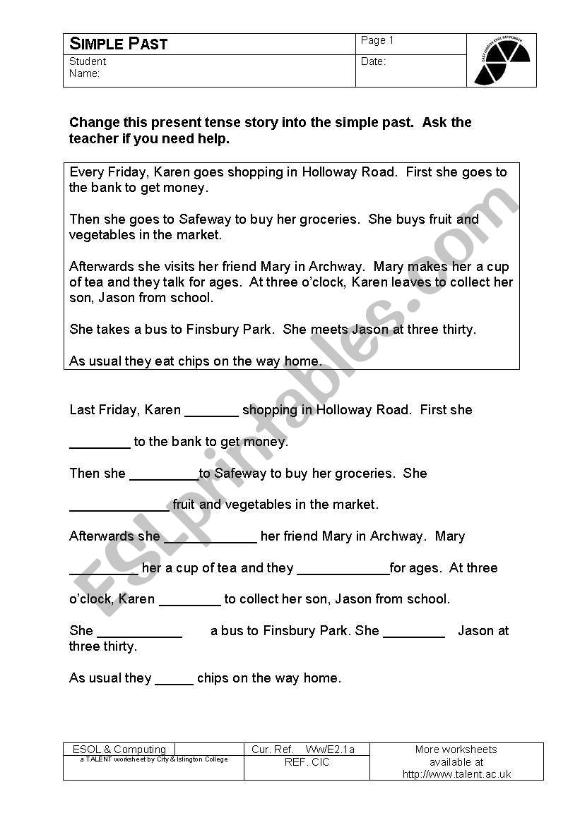 Substitution exercise past simple