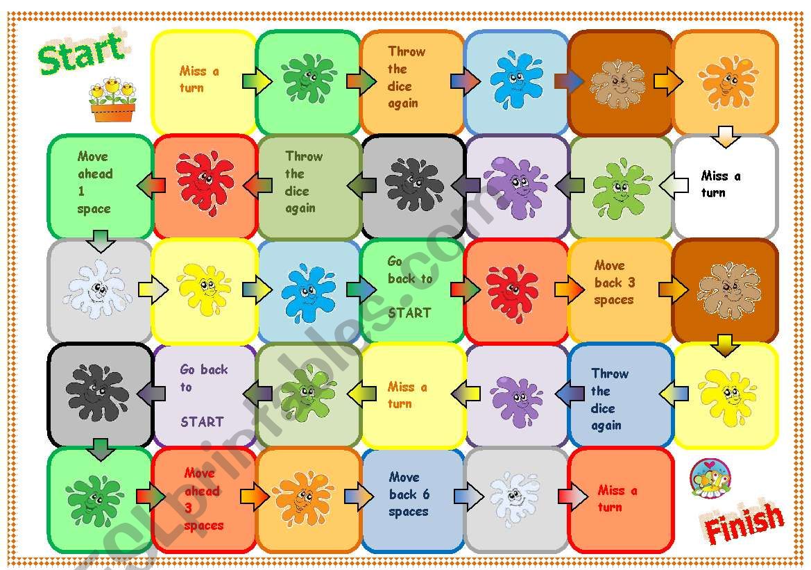 Boardgame colours - fully editable - ESL worksheet by SaraMariam