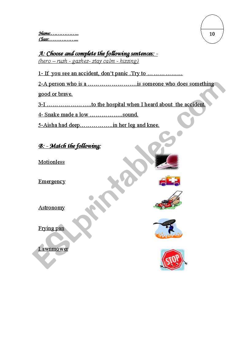 vocab worksheet