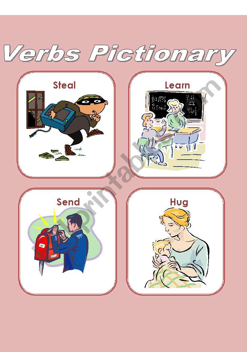 Verbs Pictionary  1/2 (4 pages)