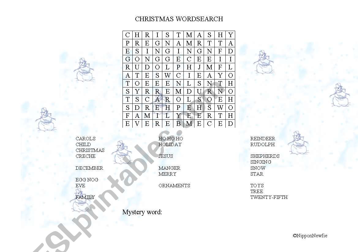 Christmas Wordsearch 2 worksheet