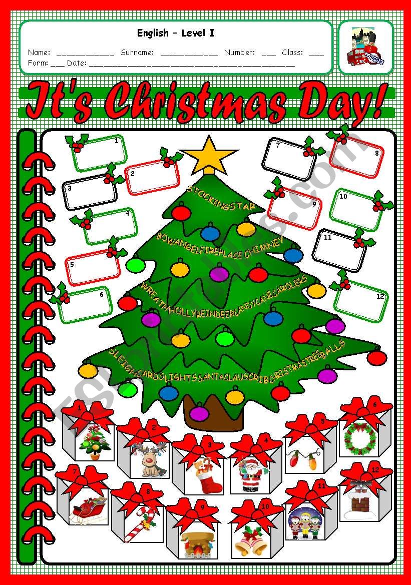 ITS CHRISTMAS DAY! worksheet