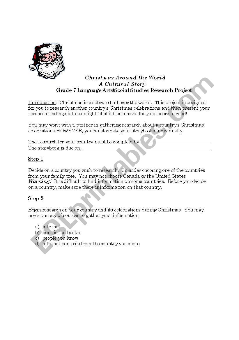Christmas Around the World worksheet
