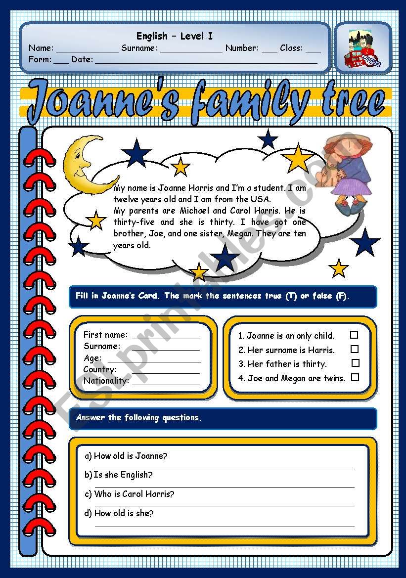 FAMILY - TWO PAGES worksheet