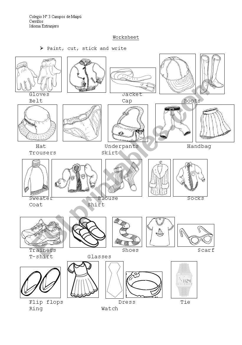the clothes  worksheet