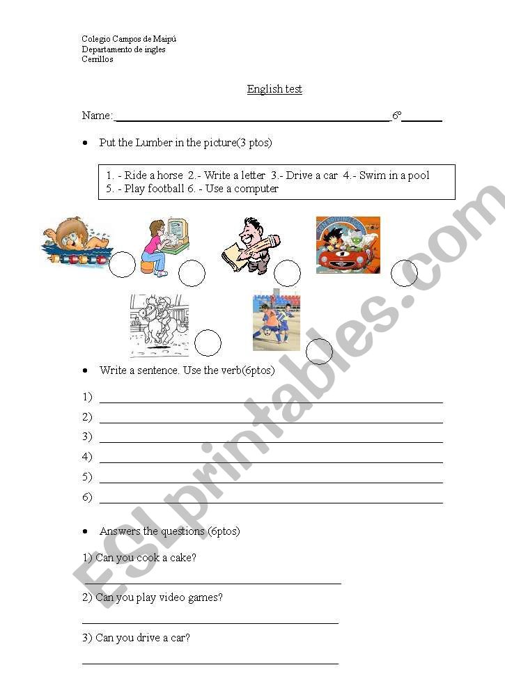 Can/Cant  worksheet