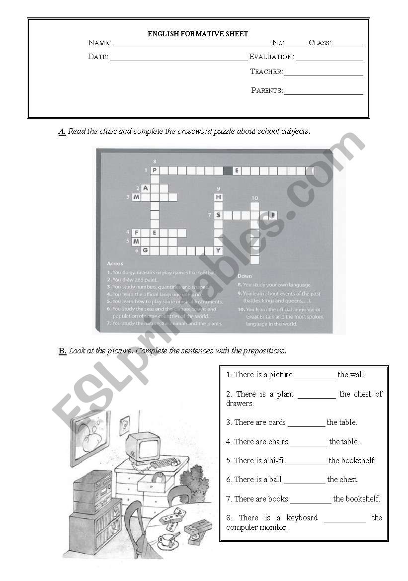 Grammar test-Part I worksheet