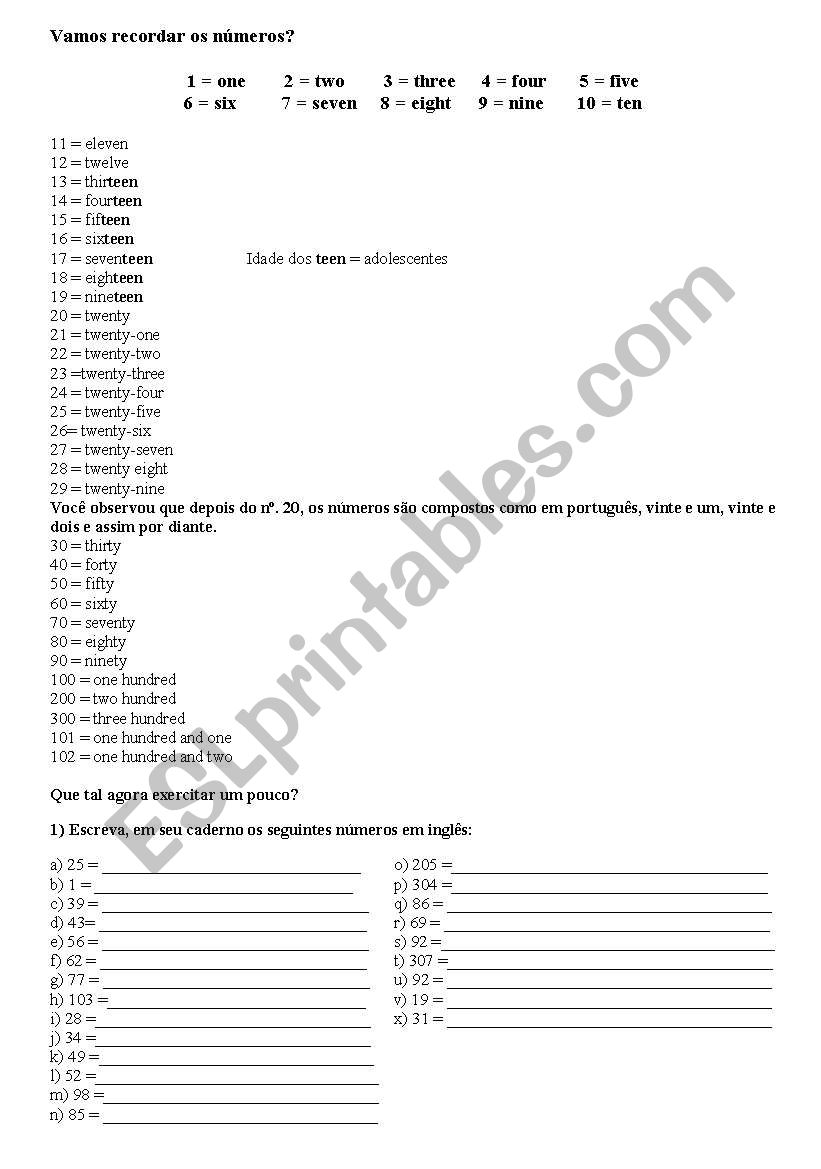 Cardinal Numbers worksheet