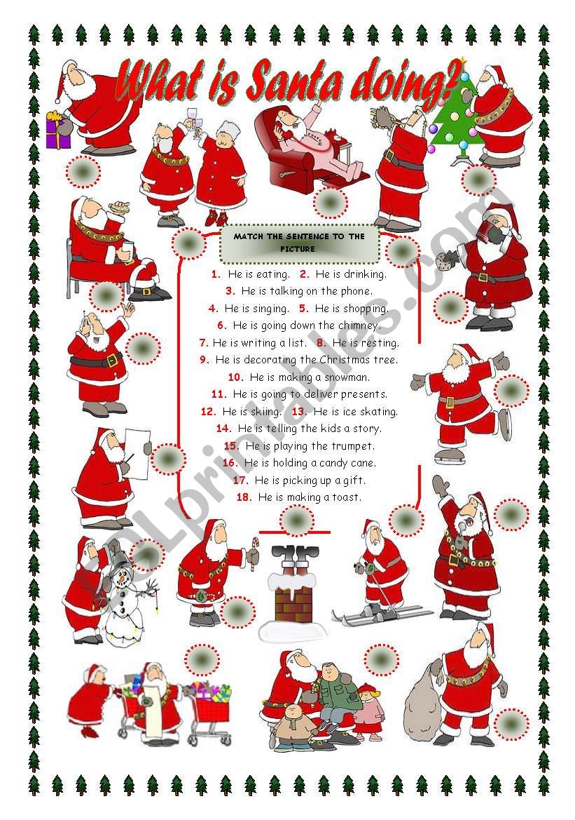 WHAT IS SANTA DOING? worksheet