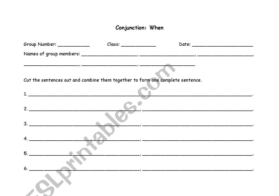 Conjunction: When worksheet
