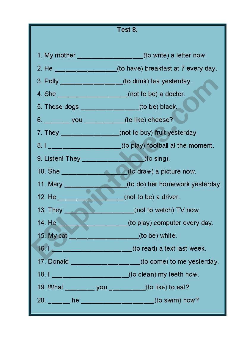 Test worksheet