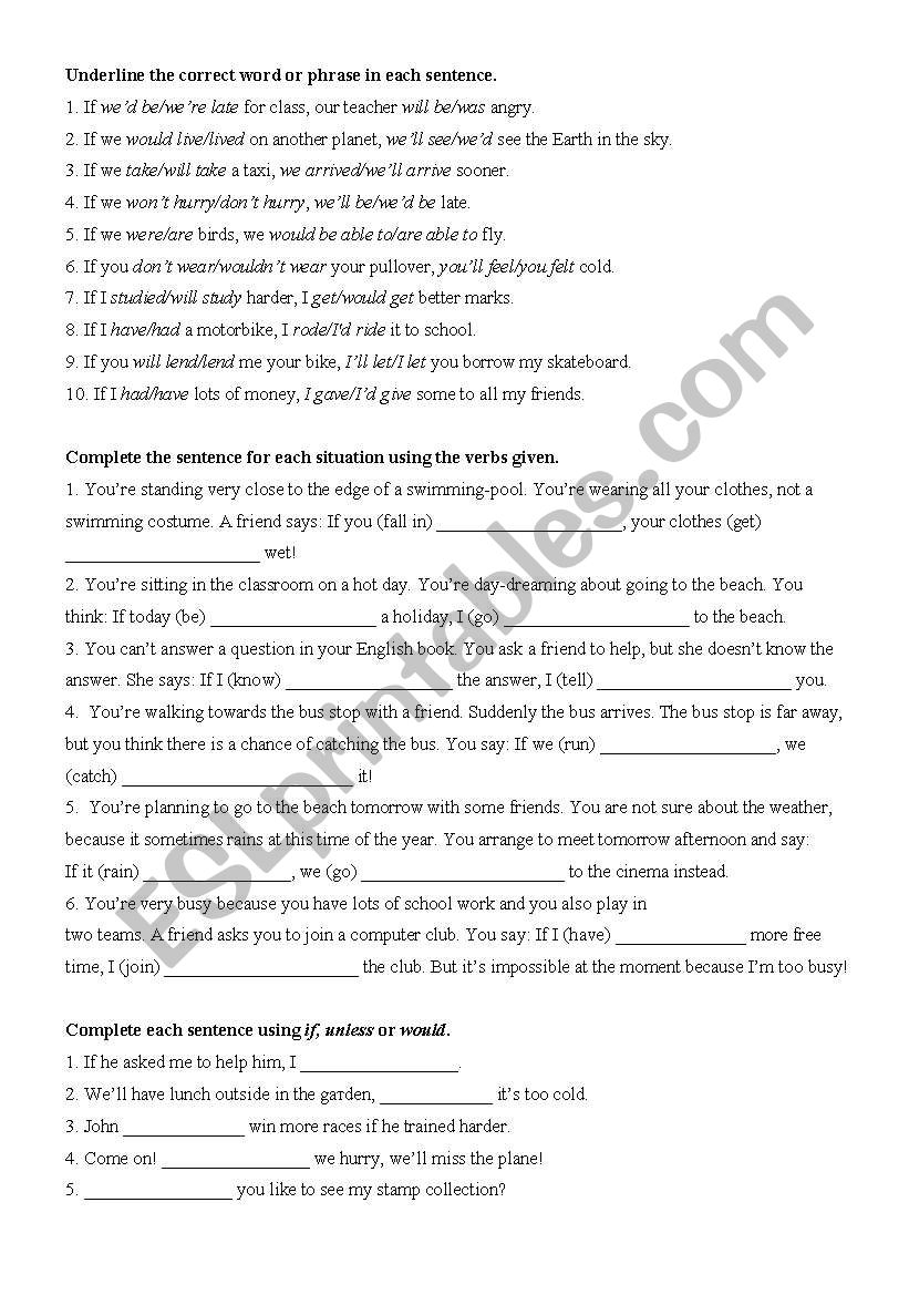 If-clause worksheet