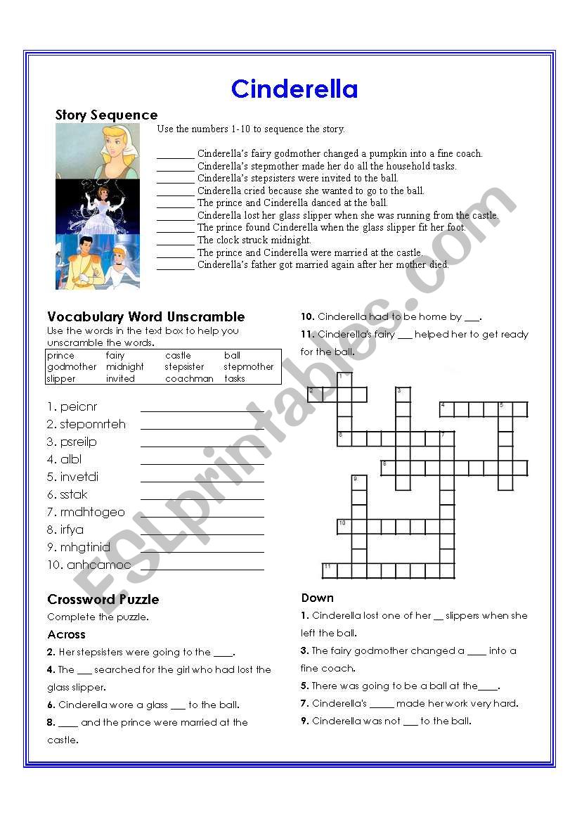 Cinderella Book Reading activity card (with answers)UPDATED!