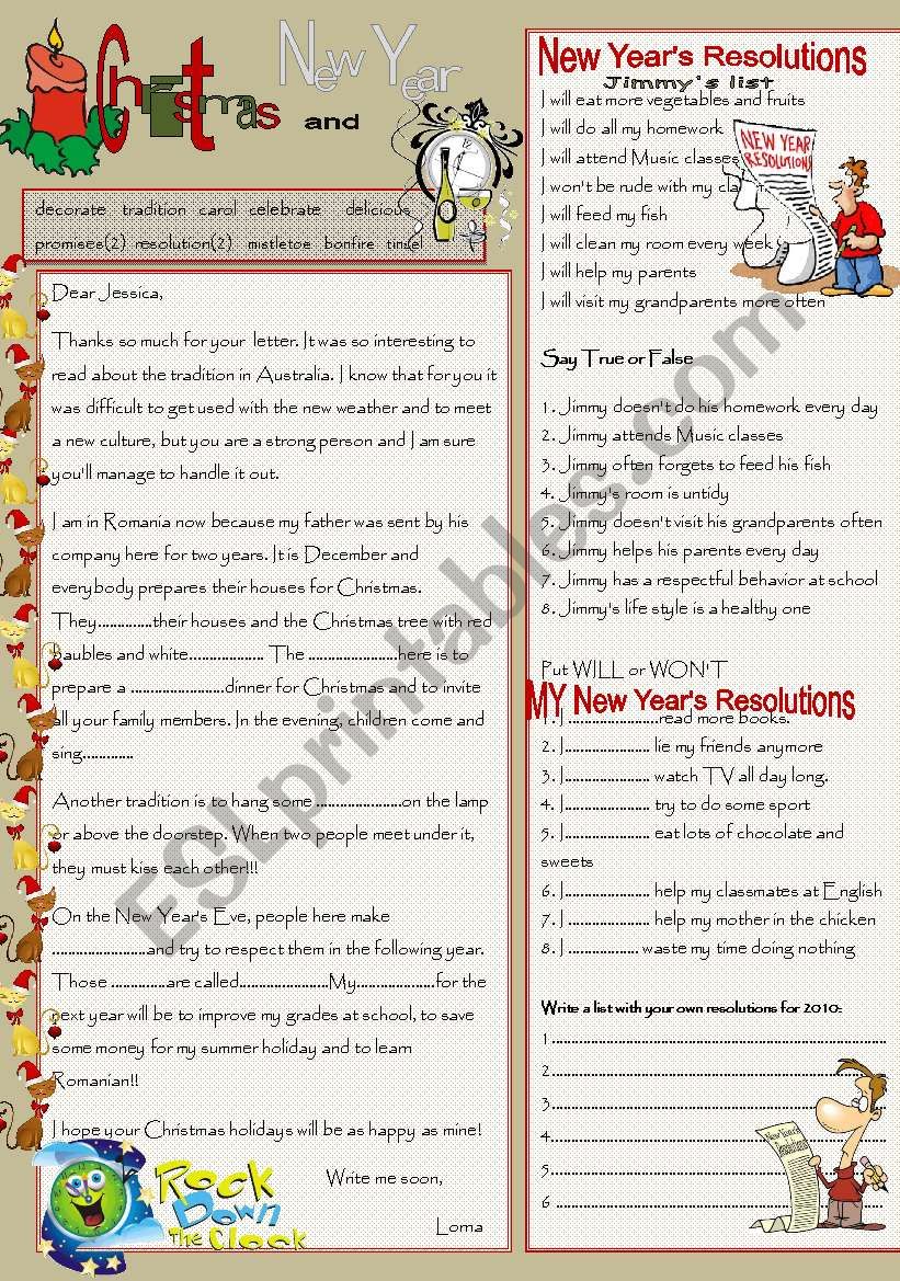 cHRISTMAS AND nEW yEAR worksheet