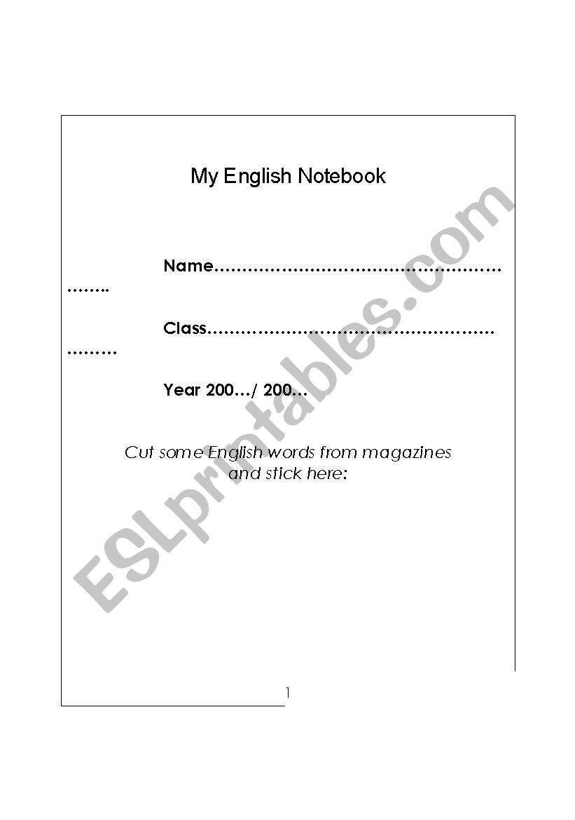 My english notebook worksheet