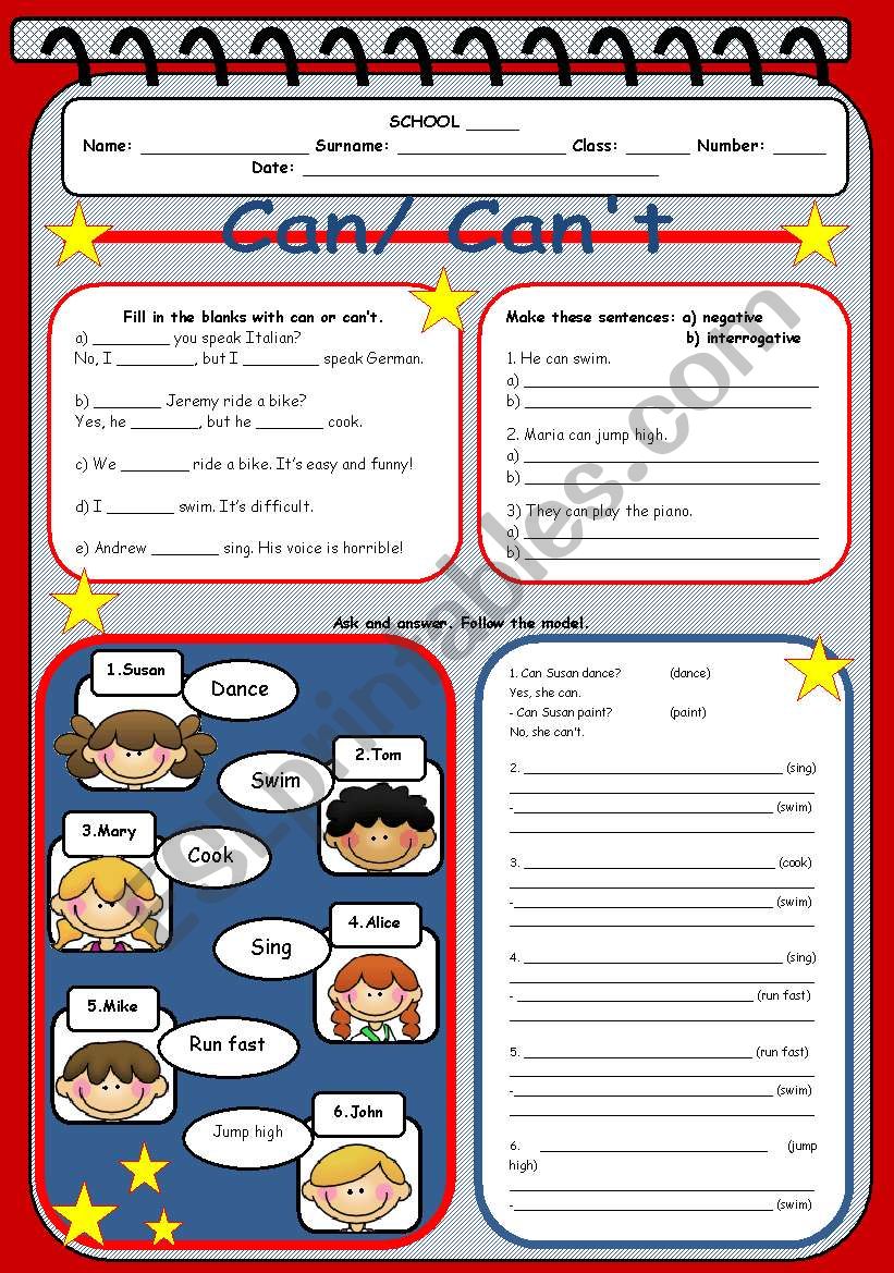 Can/ Cant worksheet