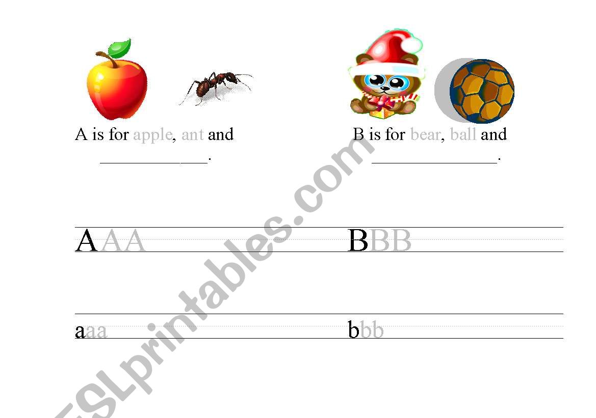 ABC Book (A to B) worksheet