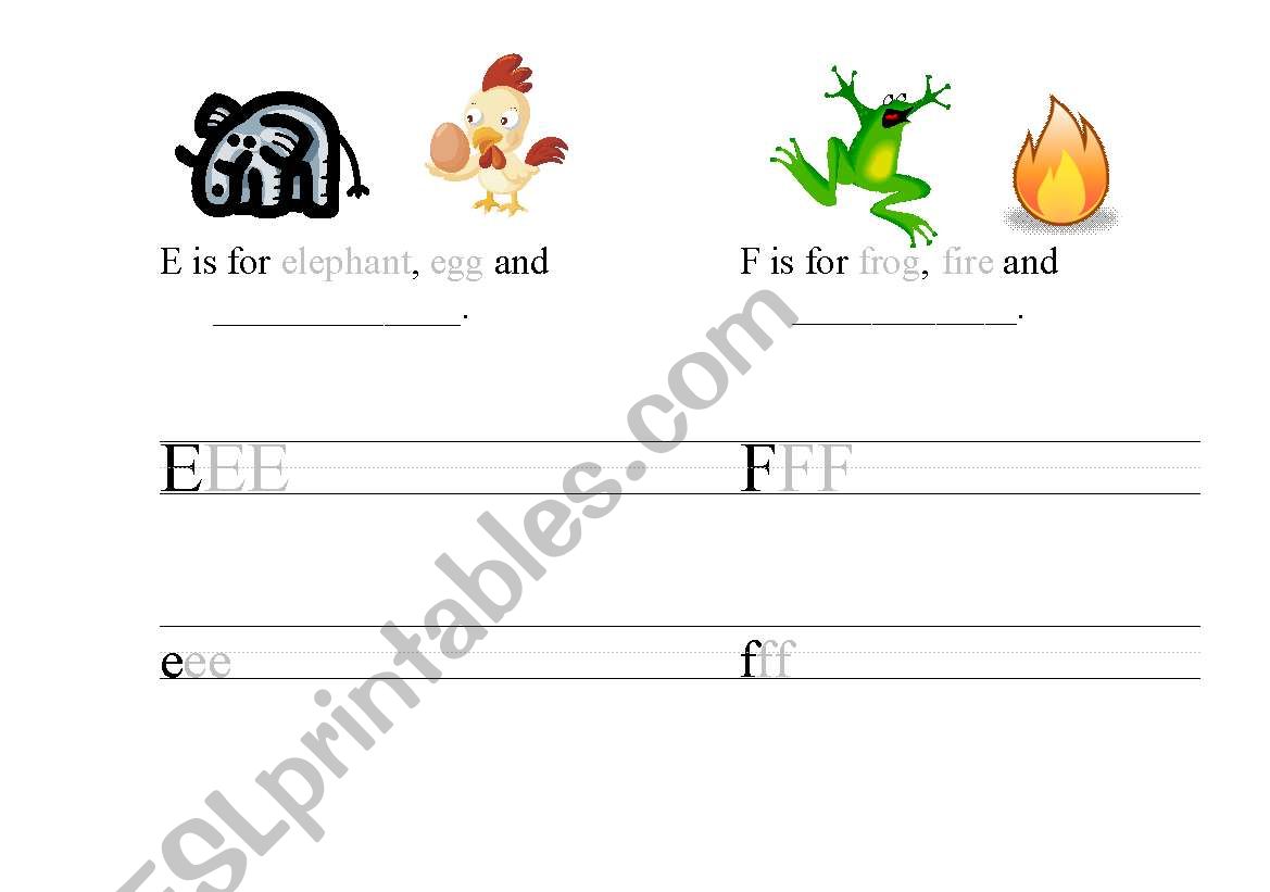 ABC Book (E to F) worksheet