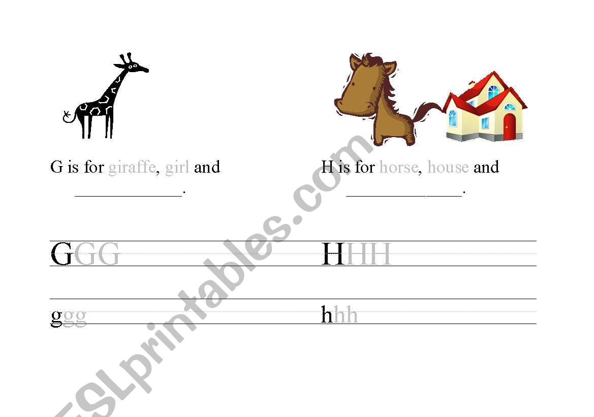 ABC Book (G to H) worksheet