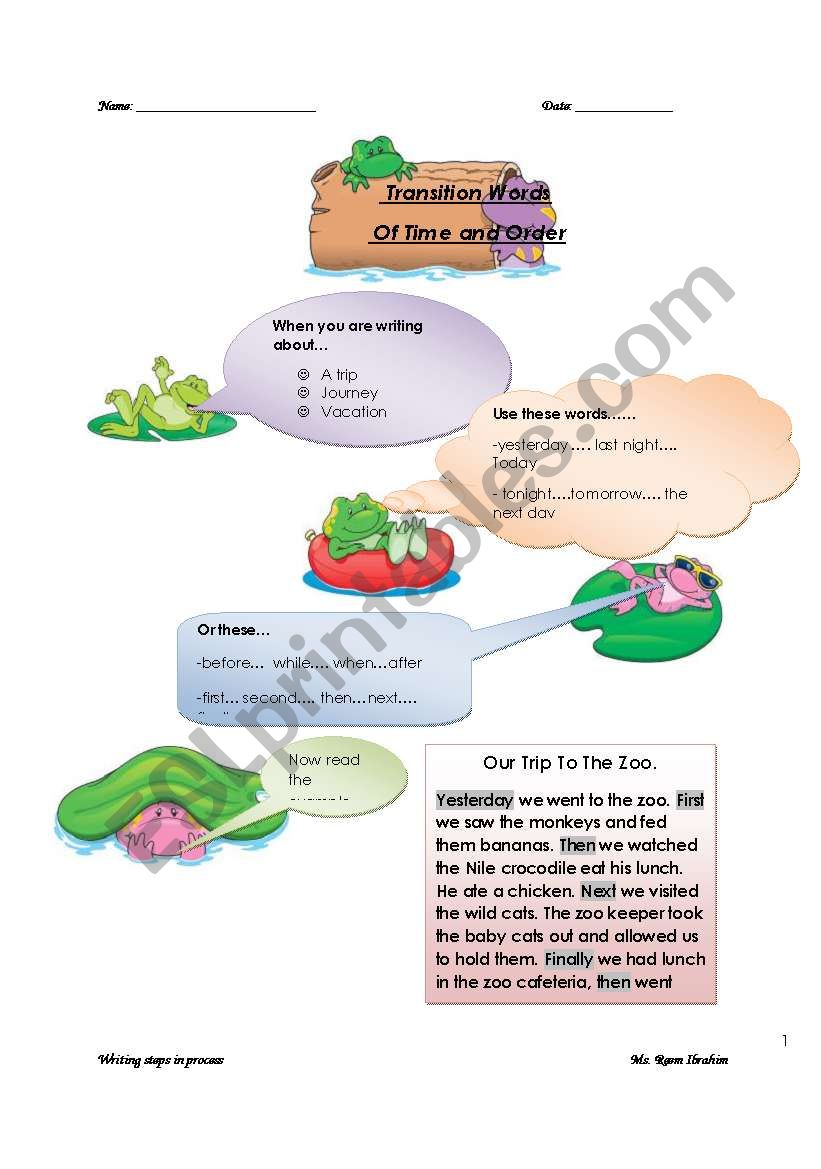 Writing Steps in Process worksheet