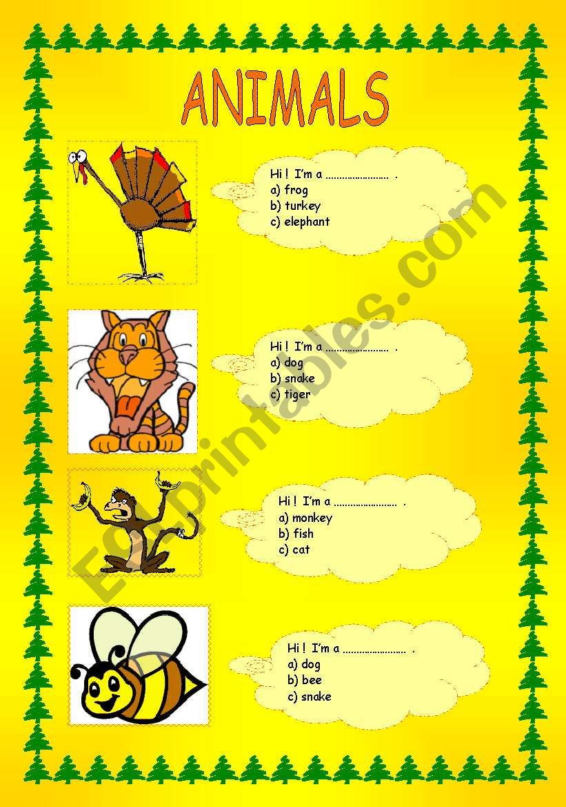 Animals worksheet